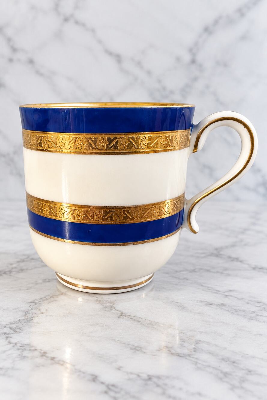 Antique Minton For Tiffany & Co Demitasse Cup Cobalt Blue Gold Band